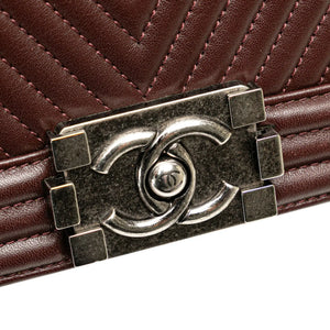 Chanel Boy Flap Medium Brown Chevron Calfskin Gold