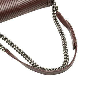 Chanel Boy Flap Medium Brown Chevron Calfskin Gold