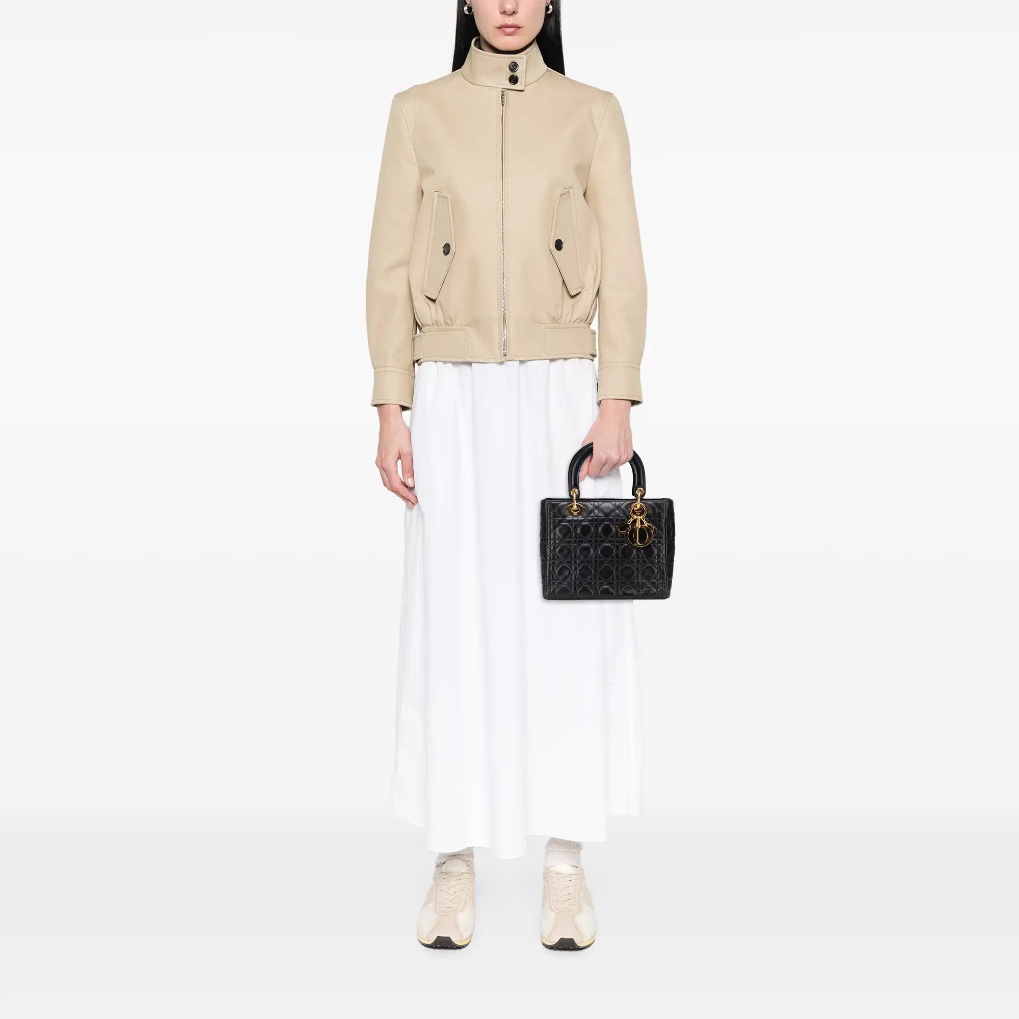 Dior Lady Dior Medium Black Lambskin Gold