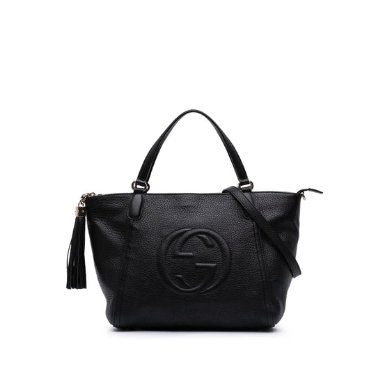 Gucci Soho Cellarius Tote Small Black Pebbled Leather