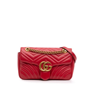 Gucci GG Marmont Medium Red Matelasse Leather