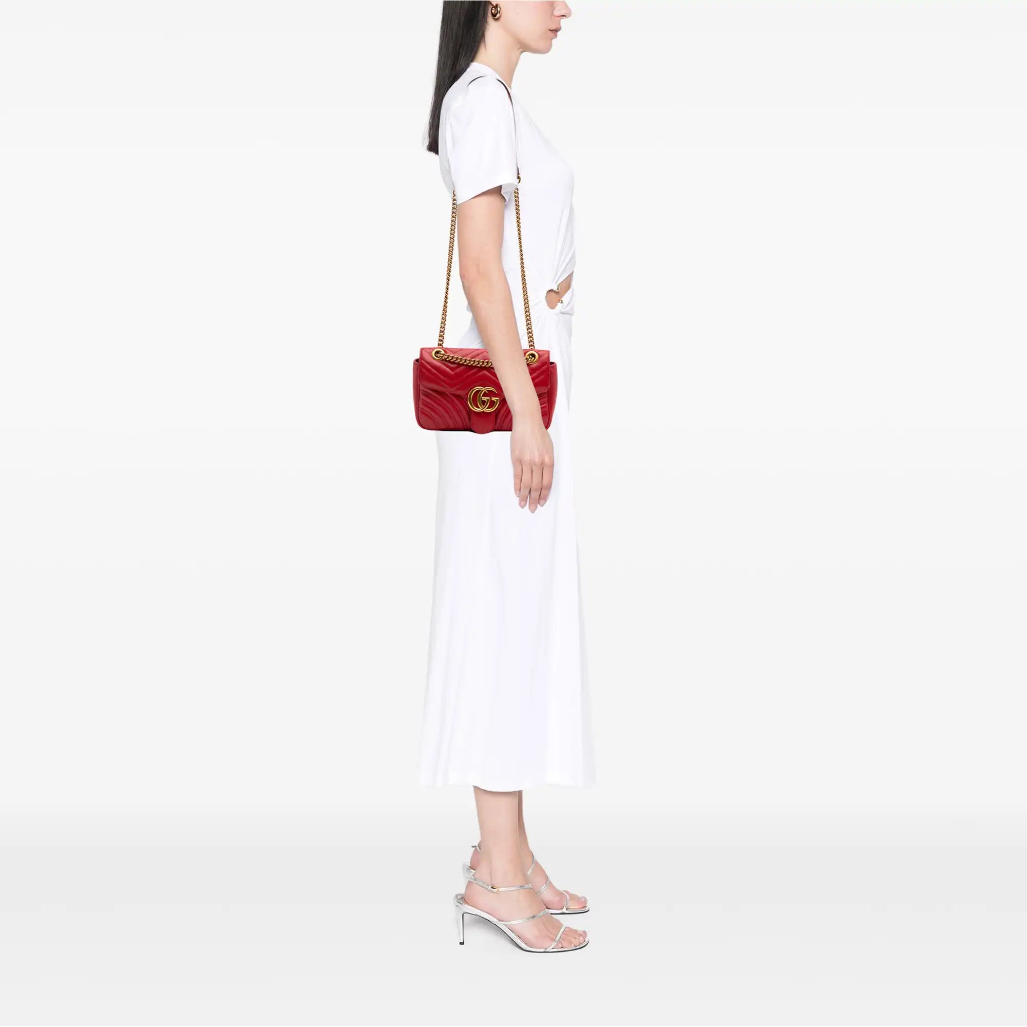 Gucci GG Marmont Medium Red Matelasse Leather