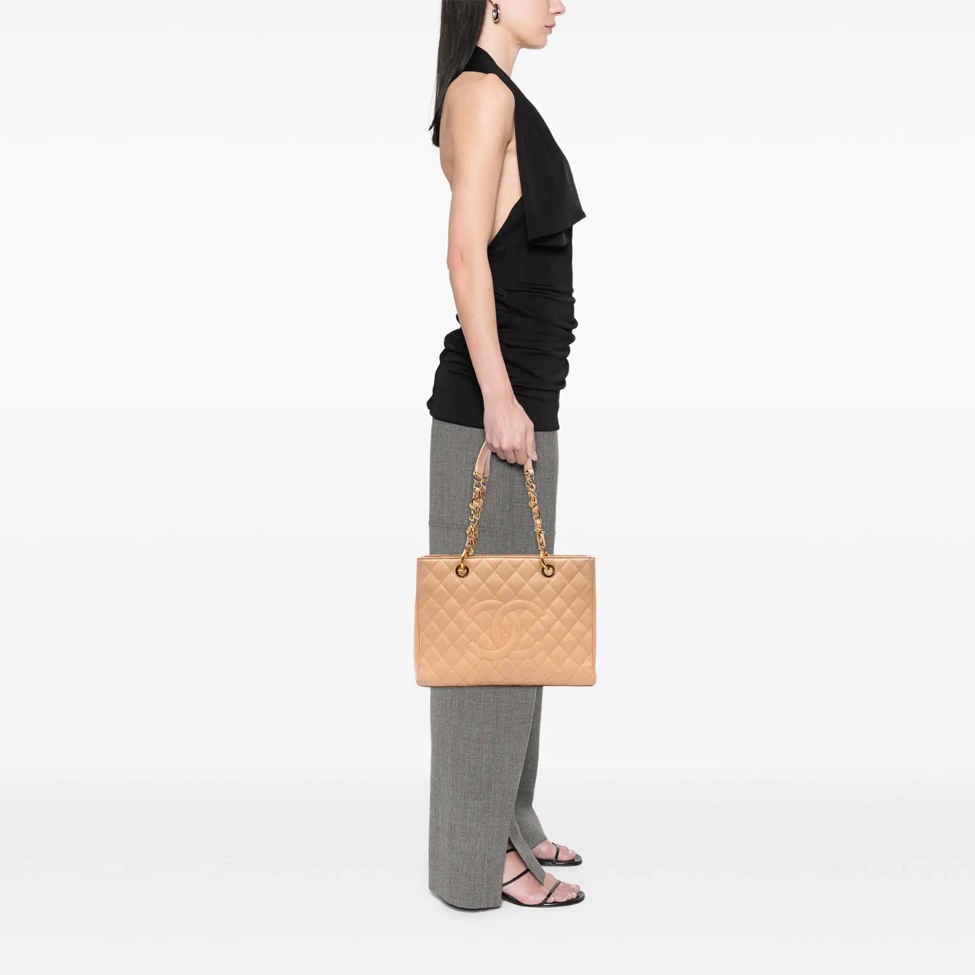 Chanel GST beige Caviar Gold
