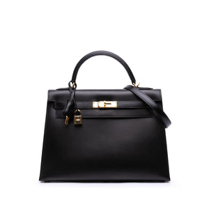 Hermès Kelly Sellier 32 Black Boxcalf Gold