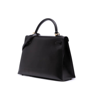 Hermès Kelly Sellier 32 Black Boxcalf Gold