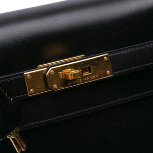 Hermès Kelly Sellier 32 Black Boxcalf Gold