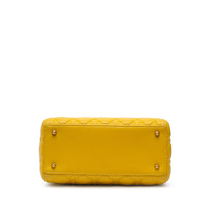Dior Lady Dior Medium Yellow Cannage Quilted Leather Gold