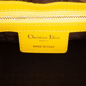 Dior Lady Dior Medium Yellow Cannage Quilted Leather Gold