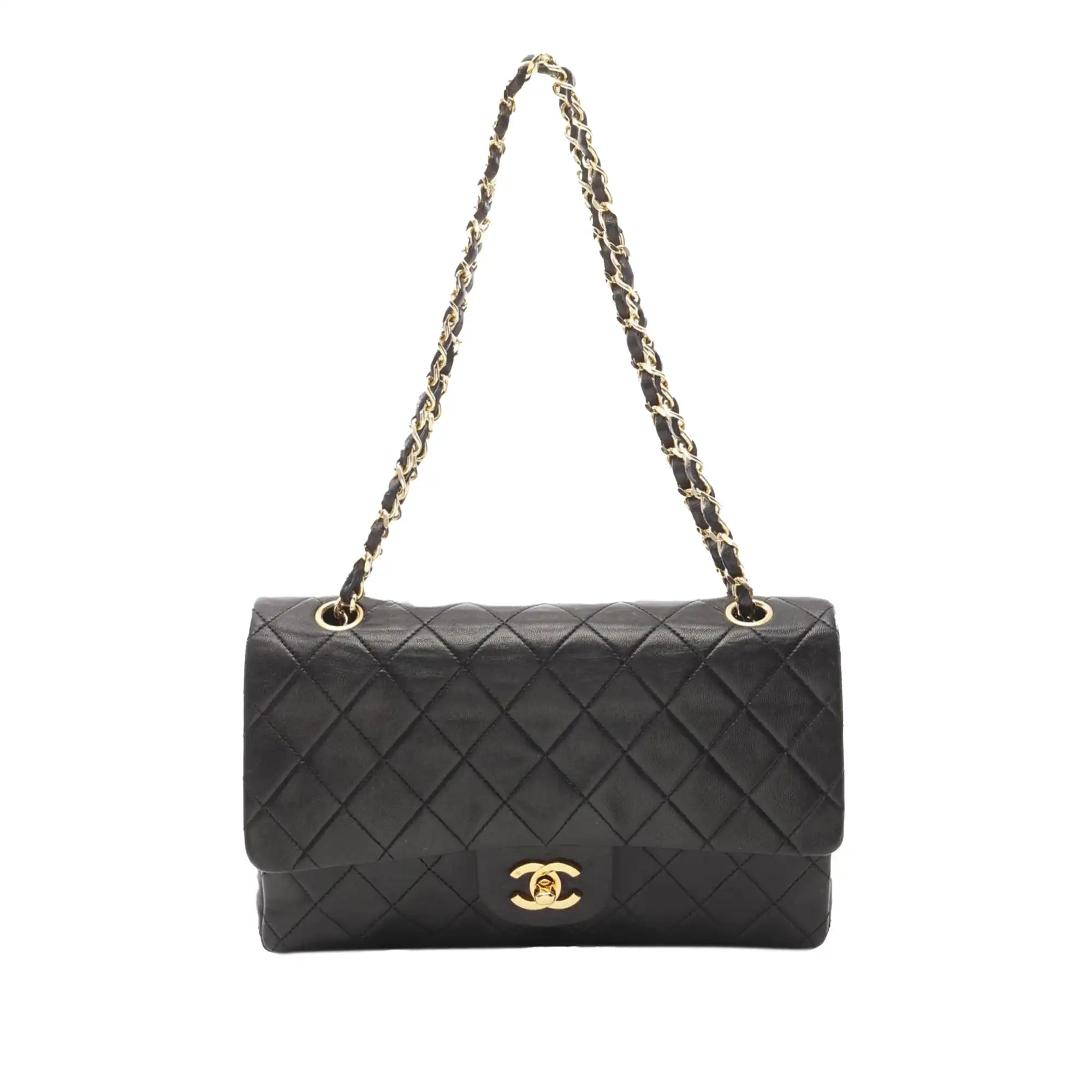 Chanel Classic Double Flap Medium Black Lambskin Gold