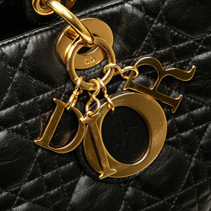 Dior Lady Dior Large Black Cannage Lambskin Gold