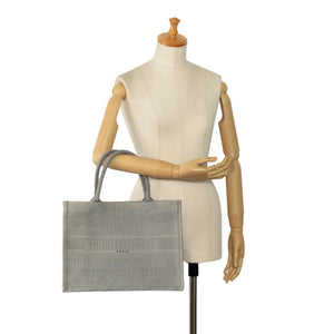 Dior Book Tote Medium Grey Embroided Cannage Canvas