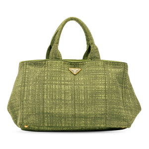 Prada Canapa Tote Bag Large Green Canvas