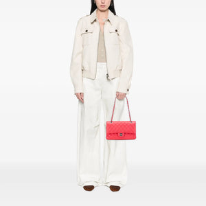 Chanel Classic Double Flap Medium Red Caviar Silver