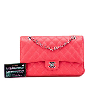 Chanel Classic Double Flap Medium Red Caviar Silver
