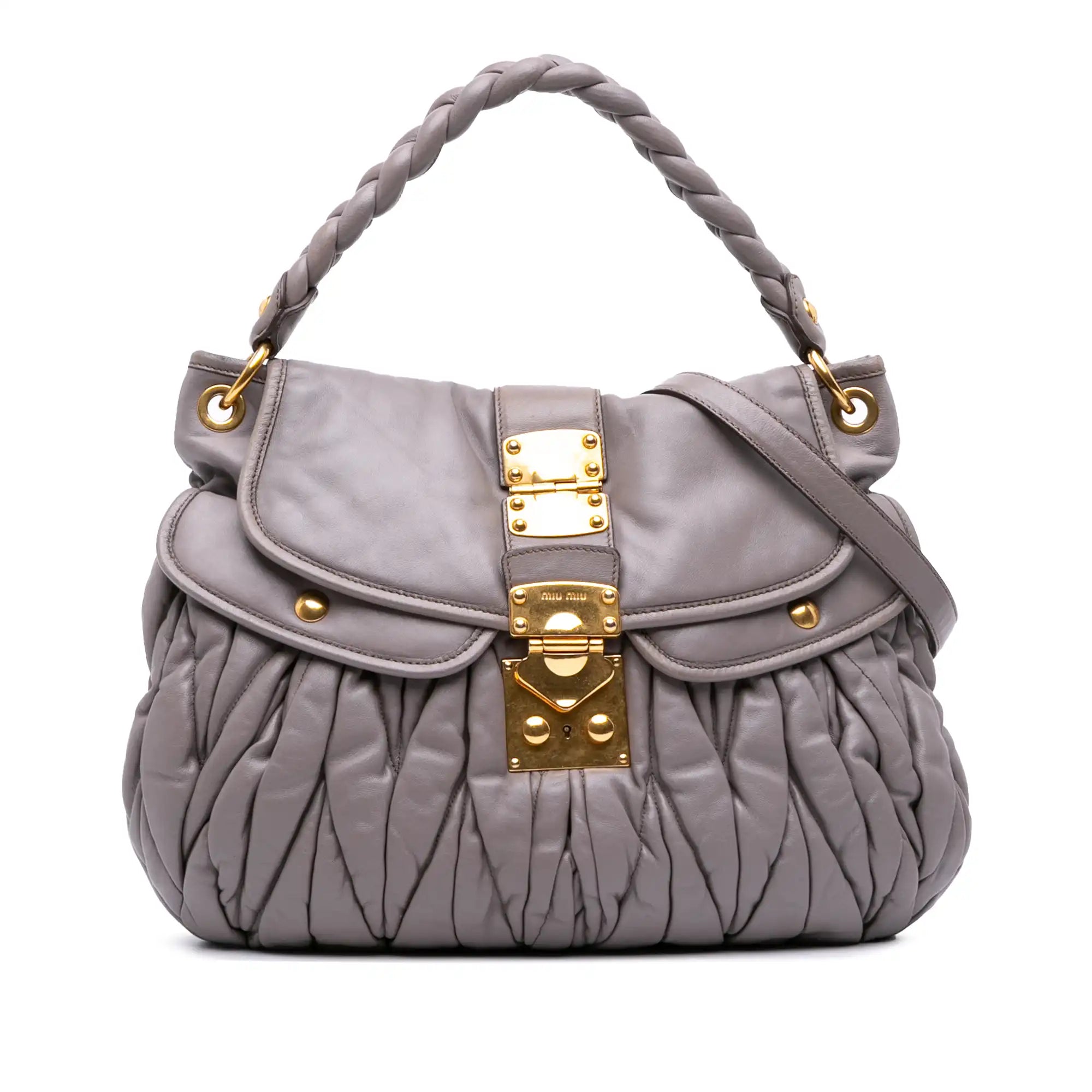 Miu Miu Coffer Gray Nappa Matelasse