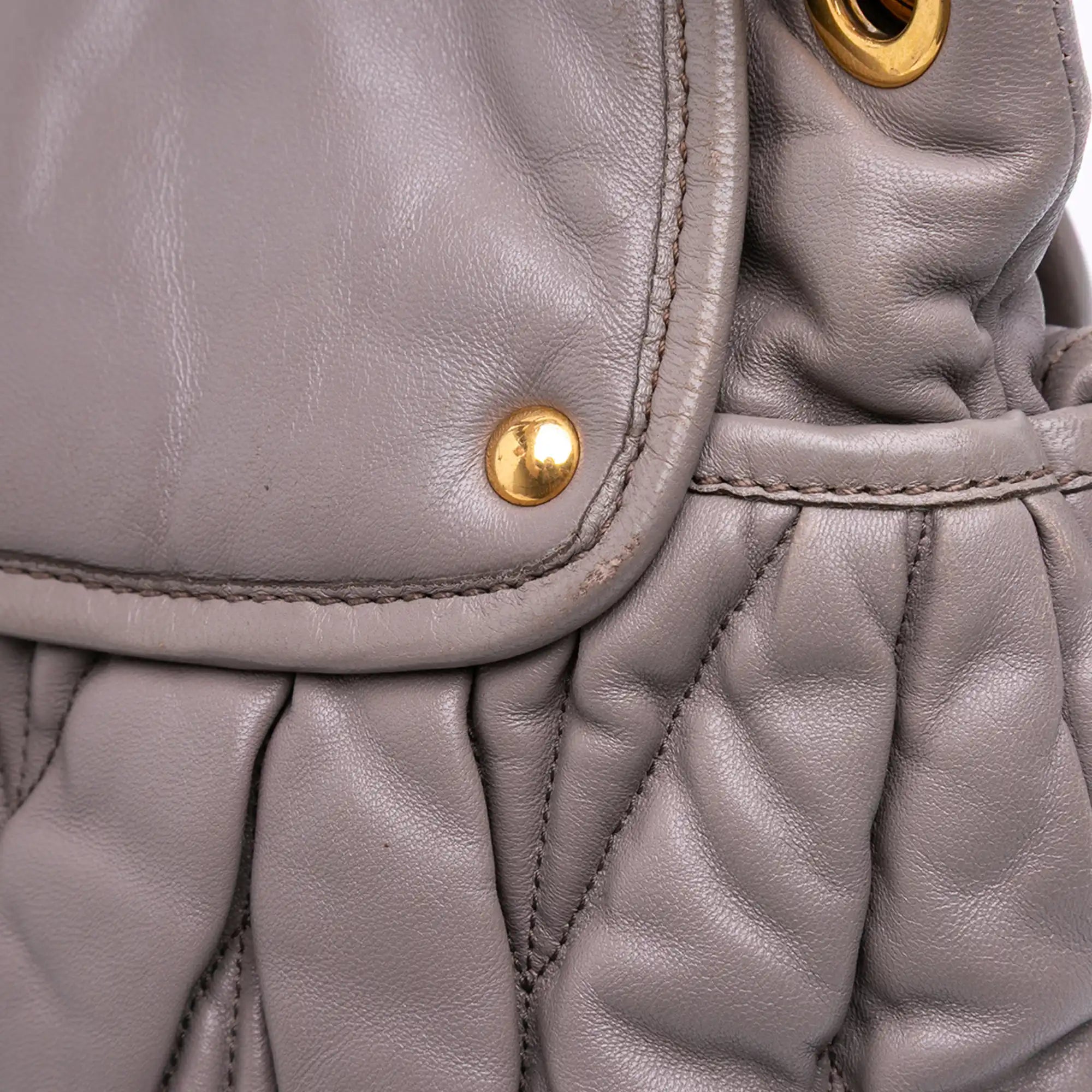 Miu Miu Coffer Gray Nappa Matelasse