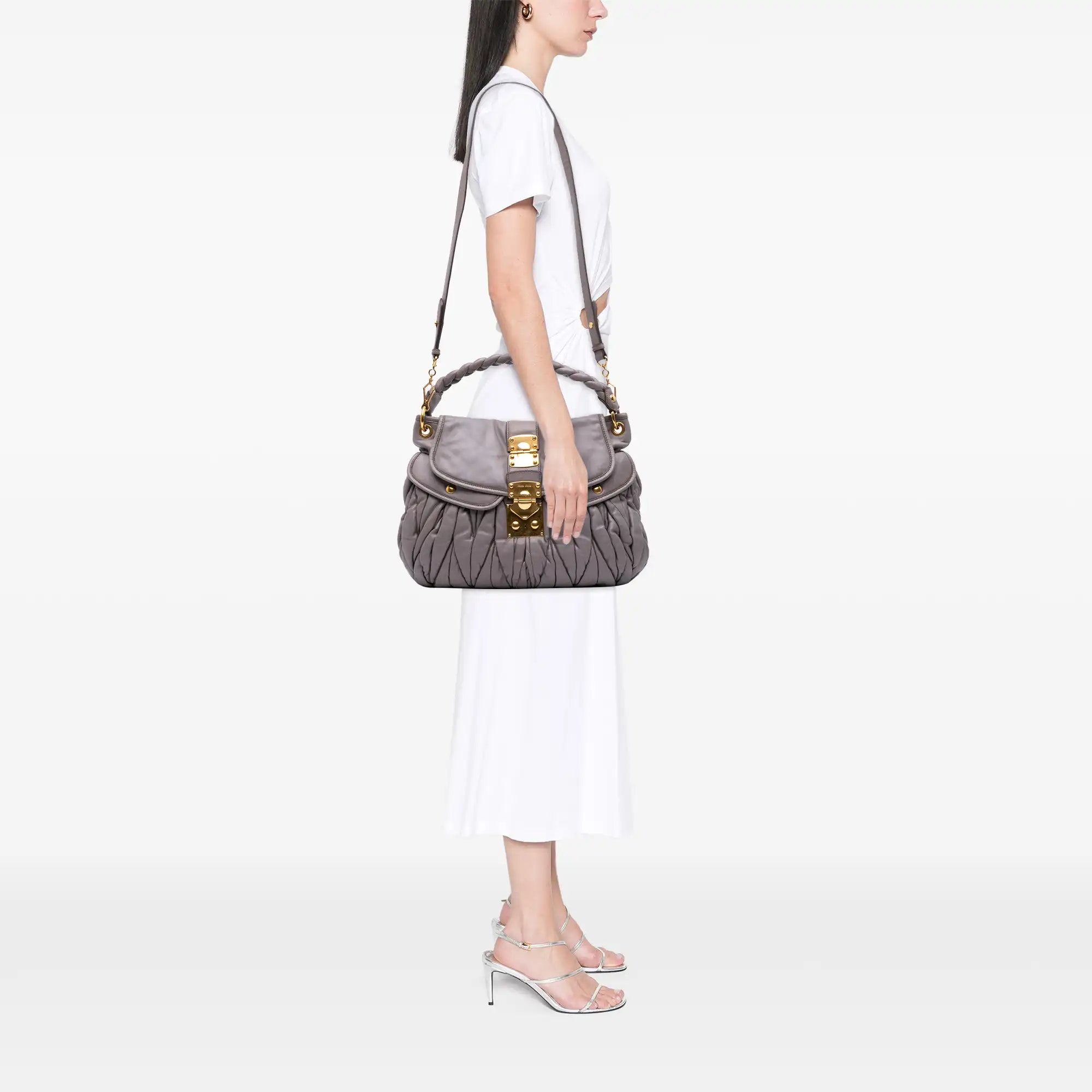 Miu Miu Coffer Gray Nappa Matelasse