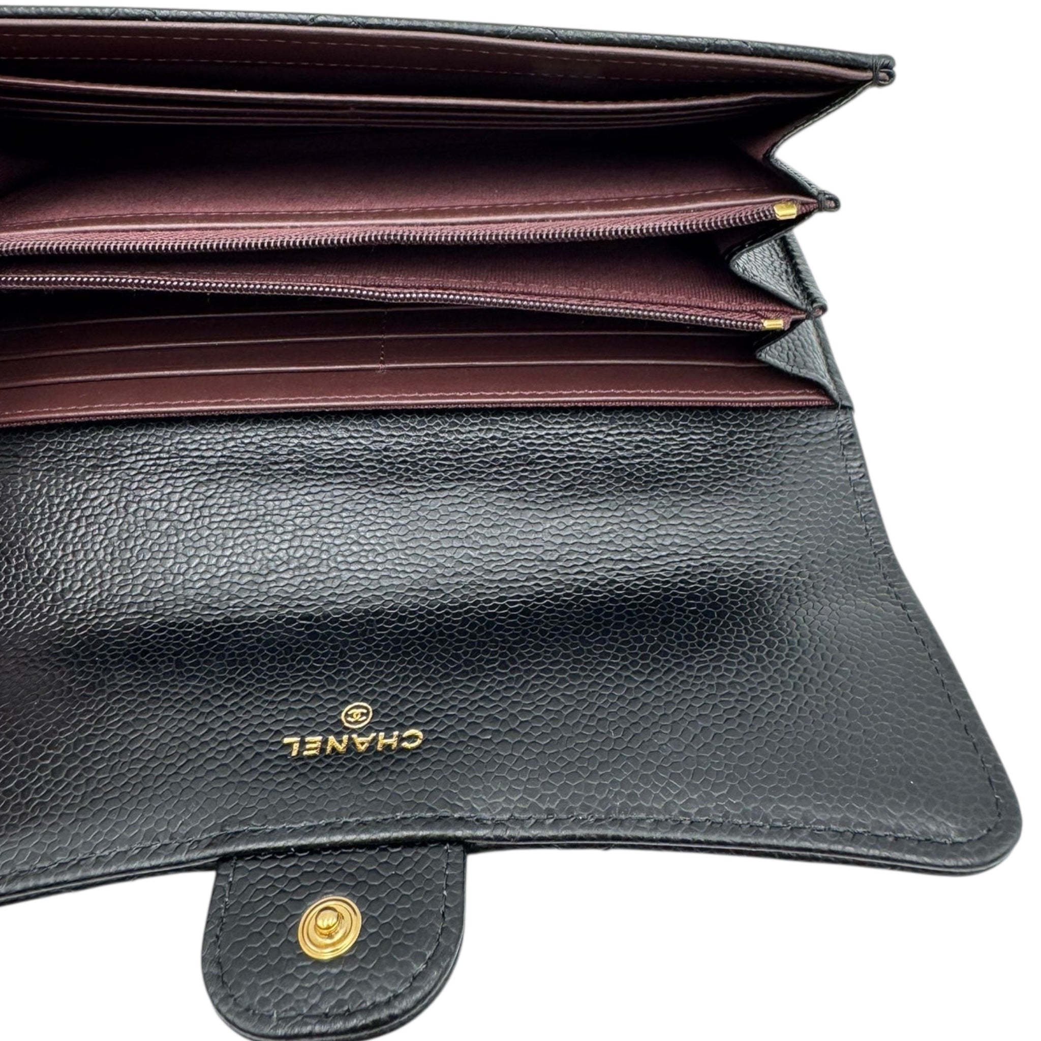 Chanel Classic Long Flap Wallet Black Caviar Gold
