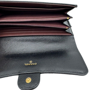 Chanel Classic Long Flap Wallet Black Caviar Gold