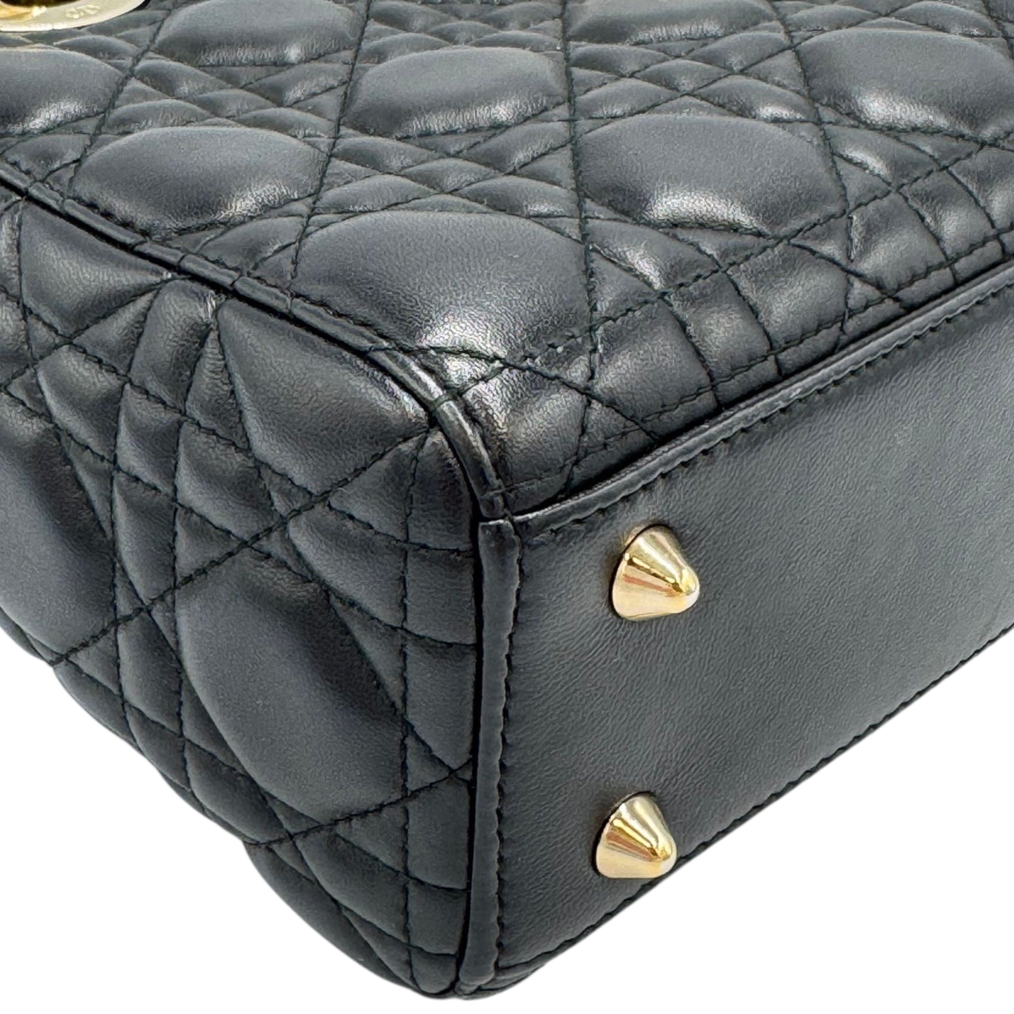 Dior Lady Dior Medium Black Lambskin Gold