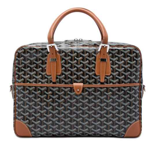Goyard Ambassade PM Black Goyardine Coated Canvas Calfskin