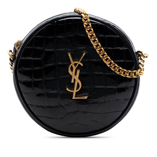 Saint Laurent Round Vinyle Camera Black Patent Leather