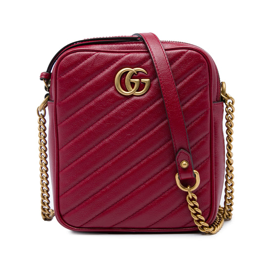 Gucci GG Marmont Double Zip Red Matelassé Calfskin