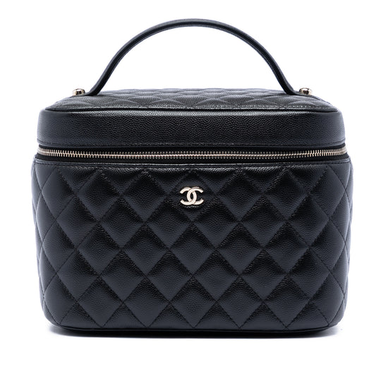 Chanel CC Quilted Vanity Case Medium Black Caviar Leather