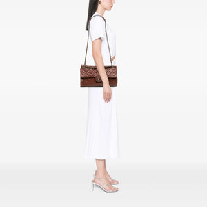 Chanel Crave Flap Jumbo Brown Glazed Caviar Ruthenium