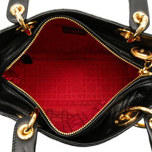 Dior Lady Dior Medium Black Lambskin Gold