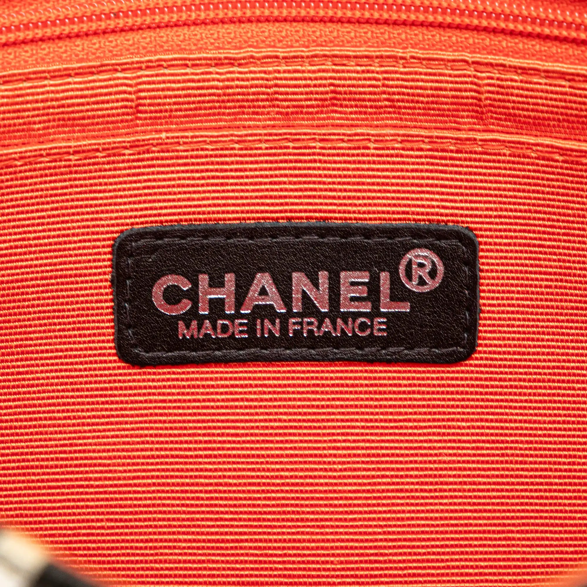 Chanel Classic Single Flap Medium Black Printed Canvas Silver