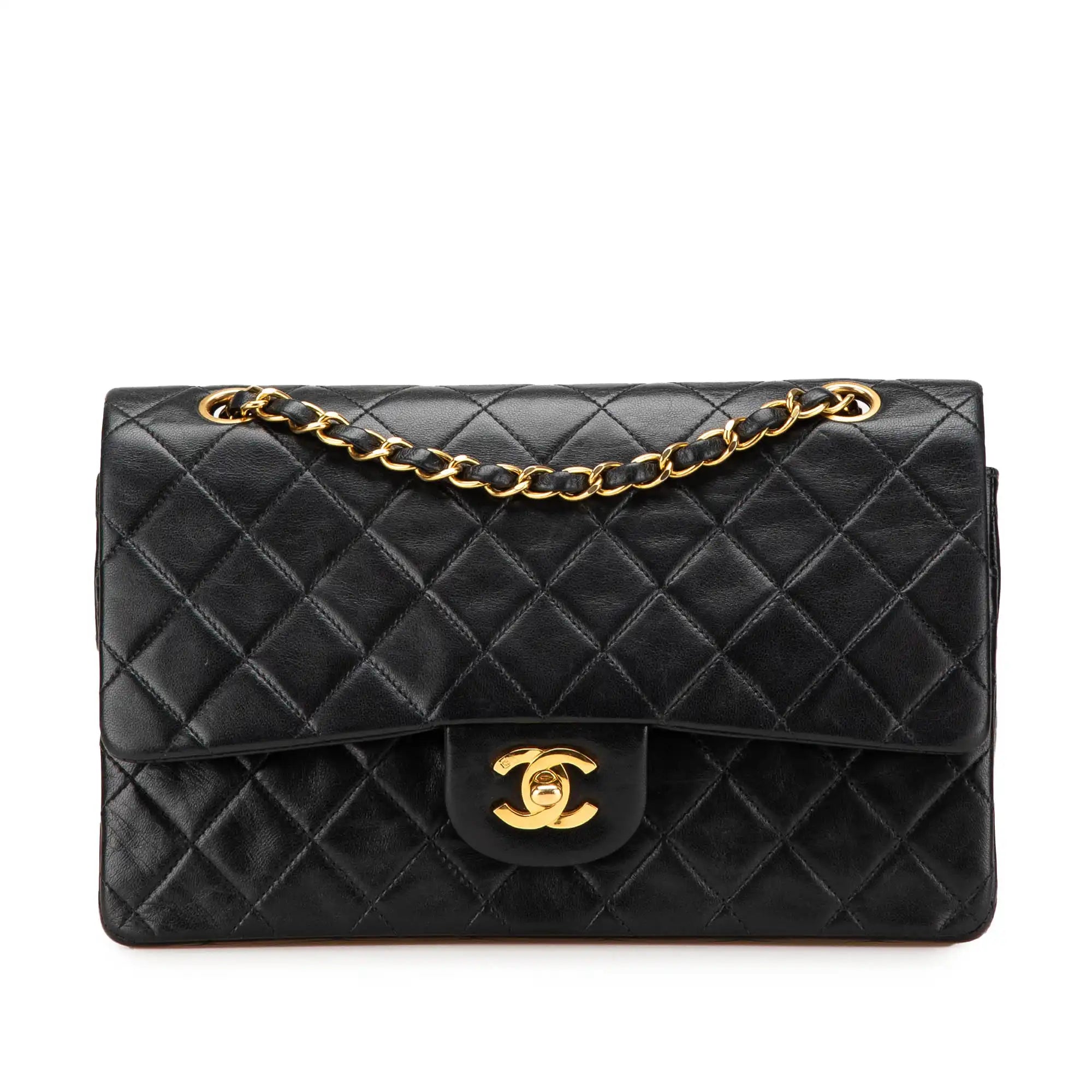 Chanel Classic Double Flap Medium Black Lambskin Gold