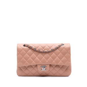 Chanel Classic Double Flap Medium Pink Lambskin Silver