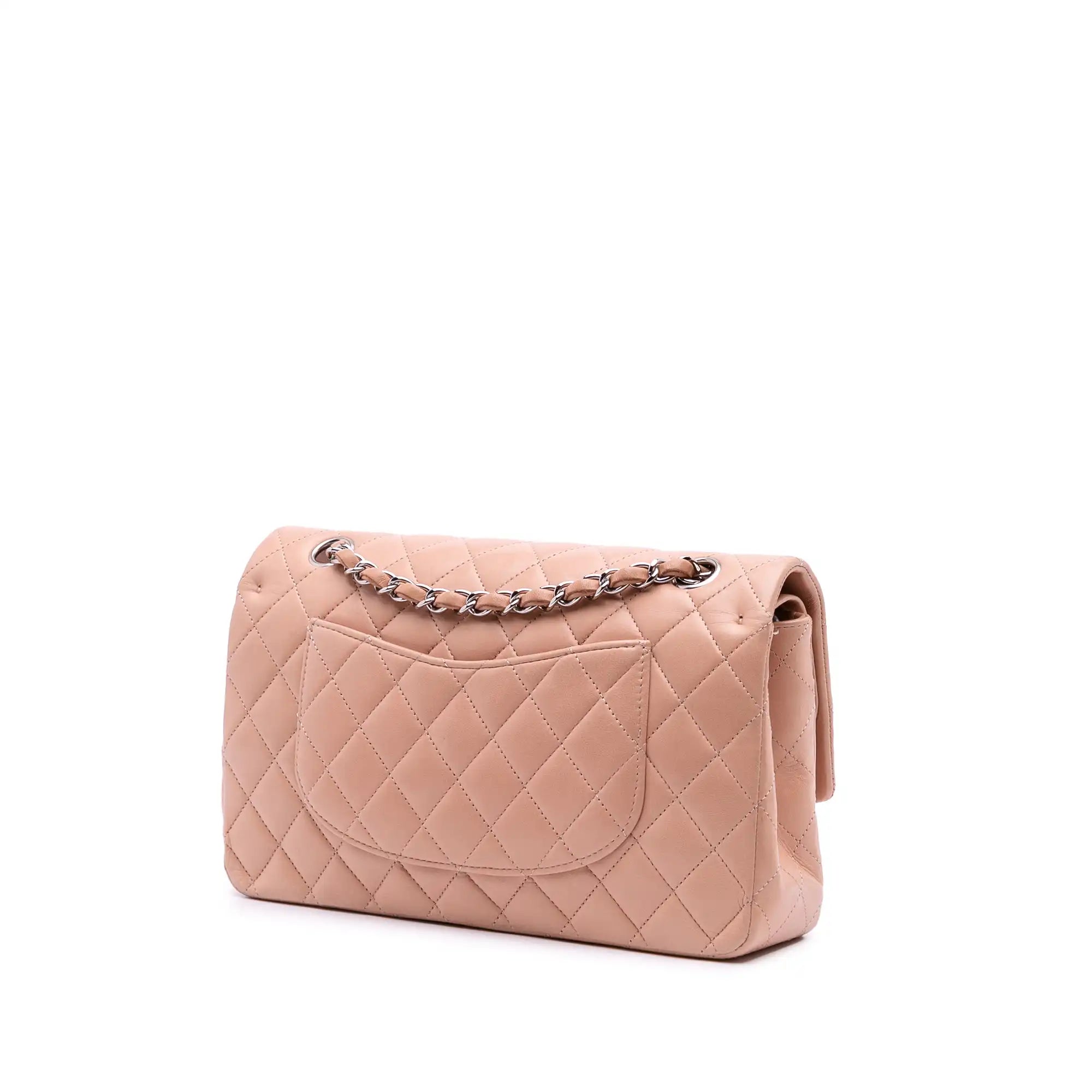 Chanel Classic Double Flap Medium Pink Lambskin Silver