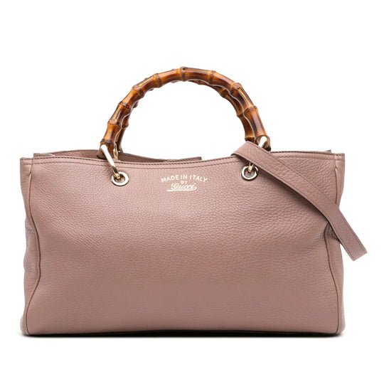 Gucci Bamboo Shopper Medium Pink Leather