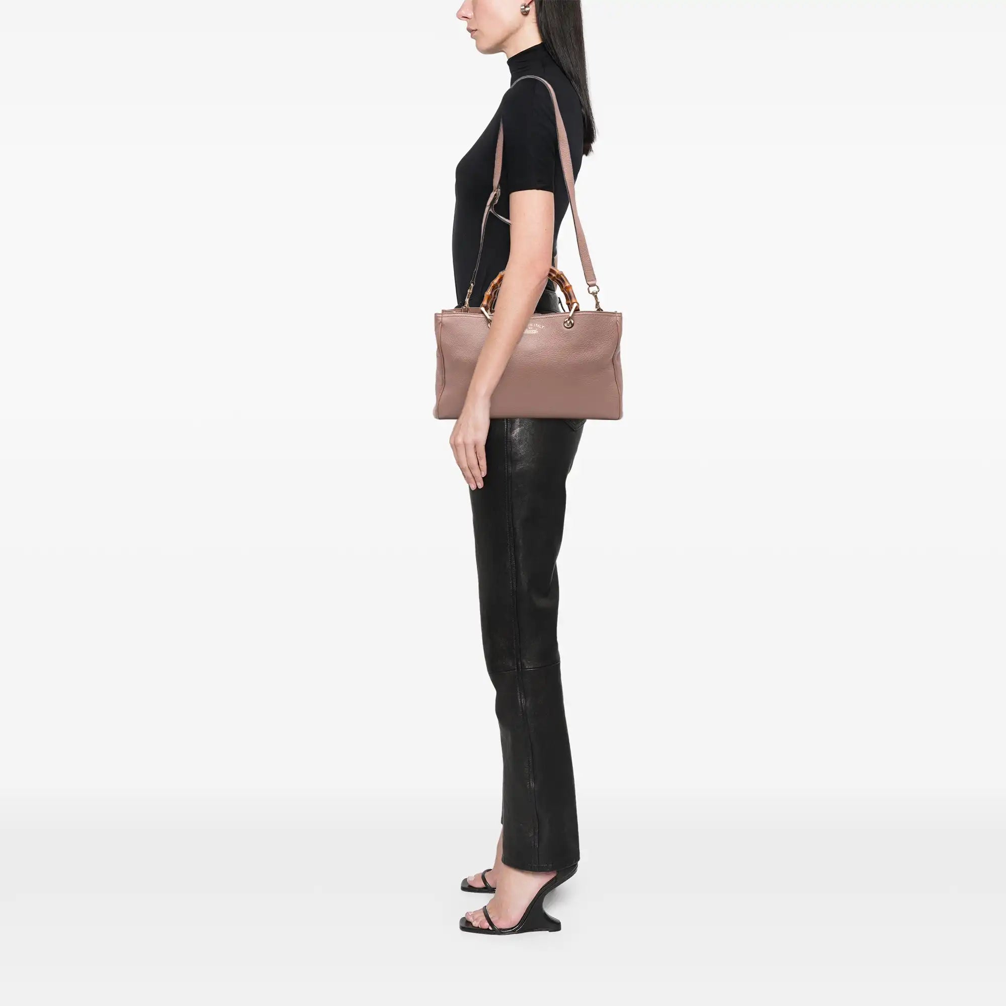 Gucci Bamboo Shopper Medium Pink Leather