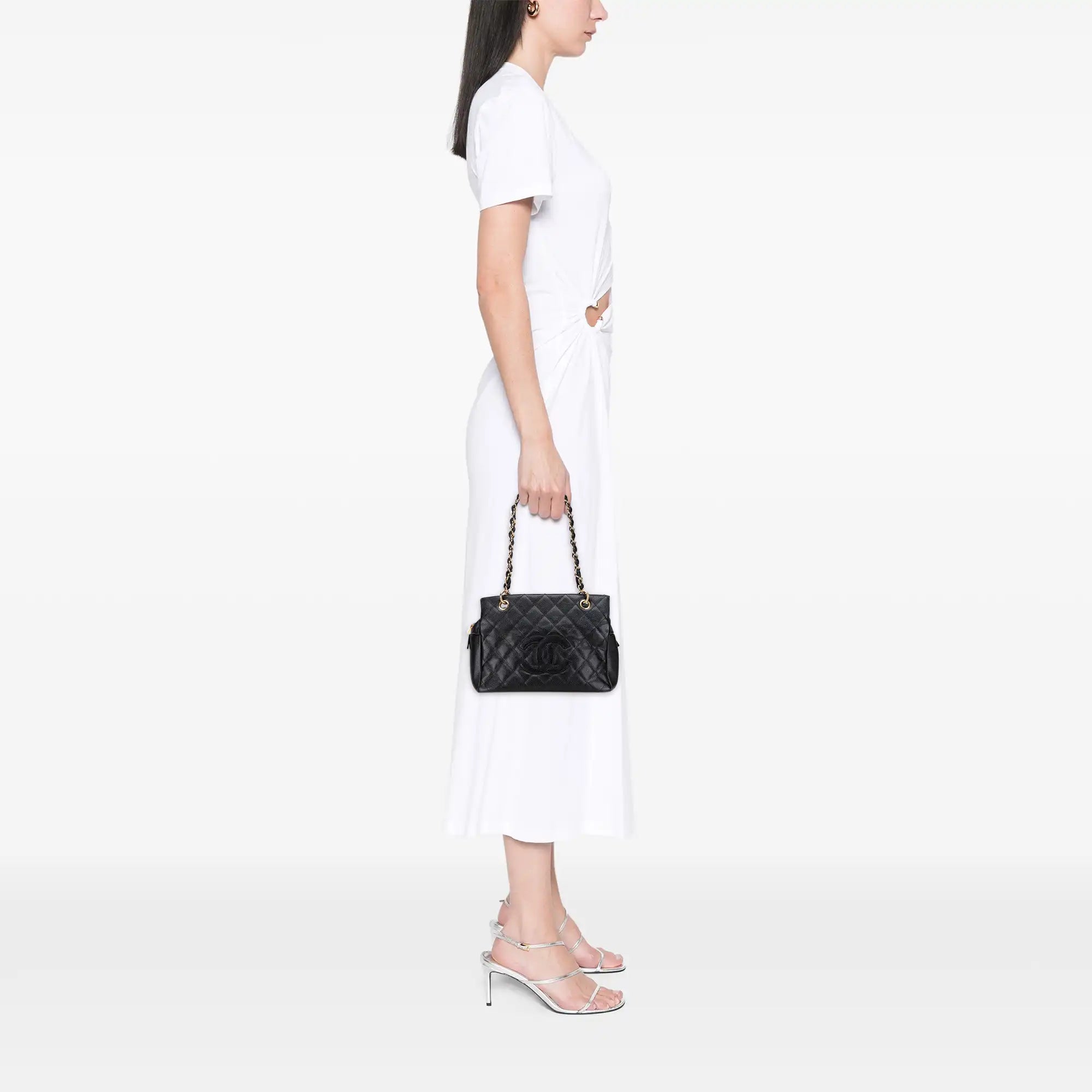 Chanel CC Timeless Tote Bag Petit Black Caviar Gold
