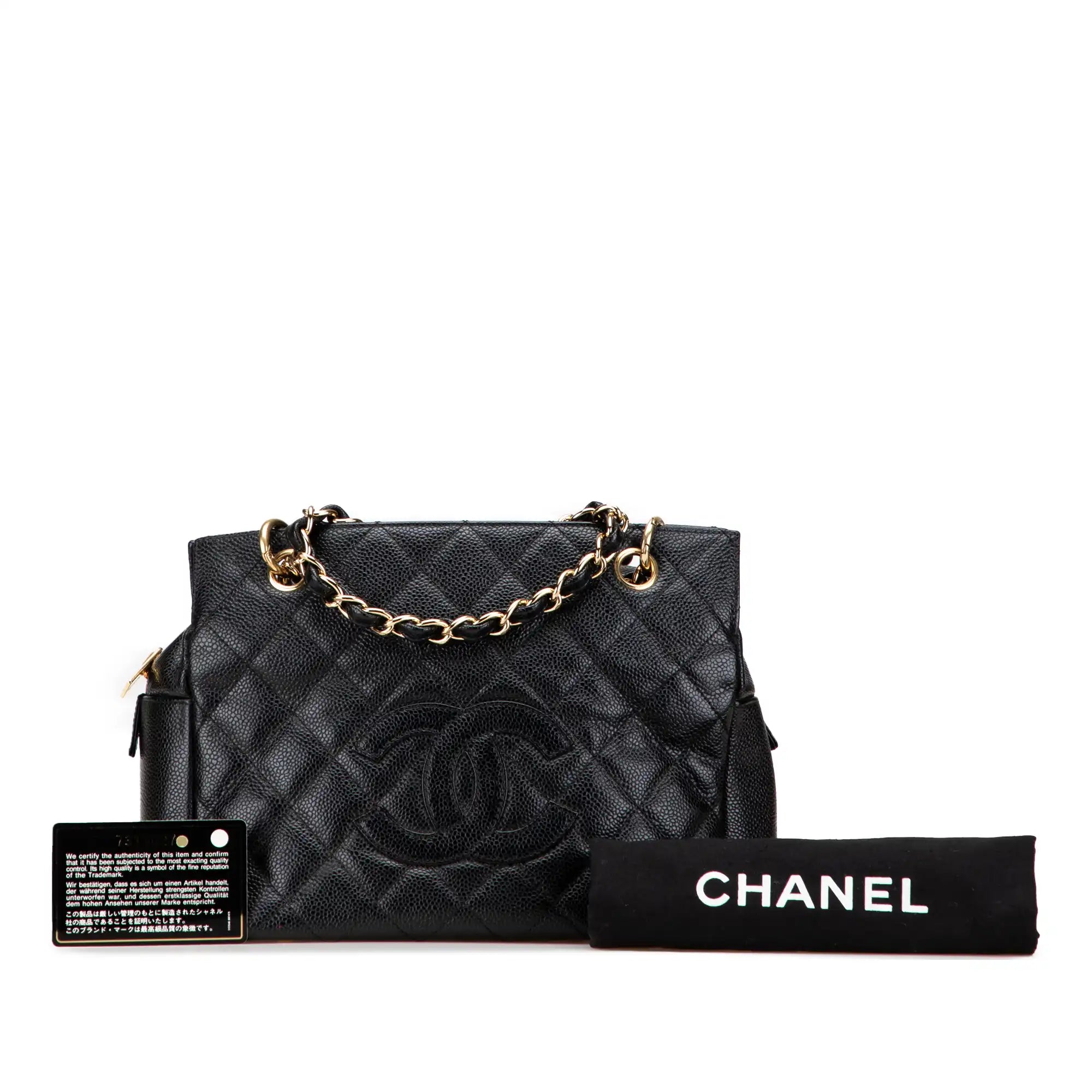 Chanel CC Timeless Tote Bag Petit Black Caviar Gold