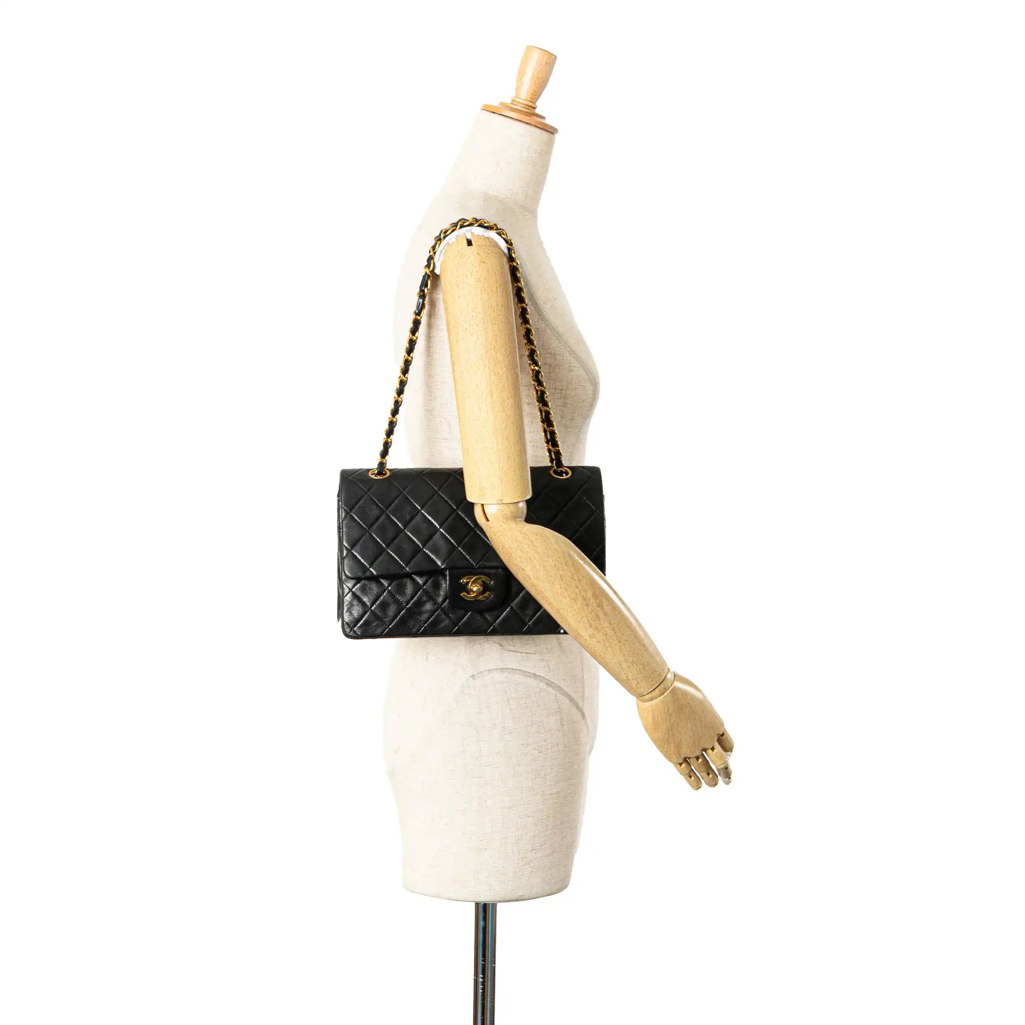 Chanel Classic Double Flap Medium Black Lambskin Gold