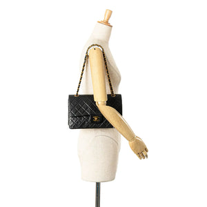 Chanel Classic Double Flap Medium Black Lambskin Gold
