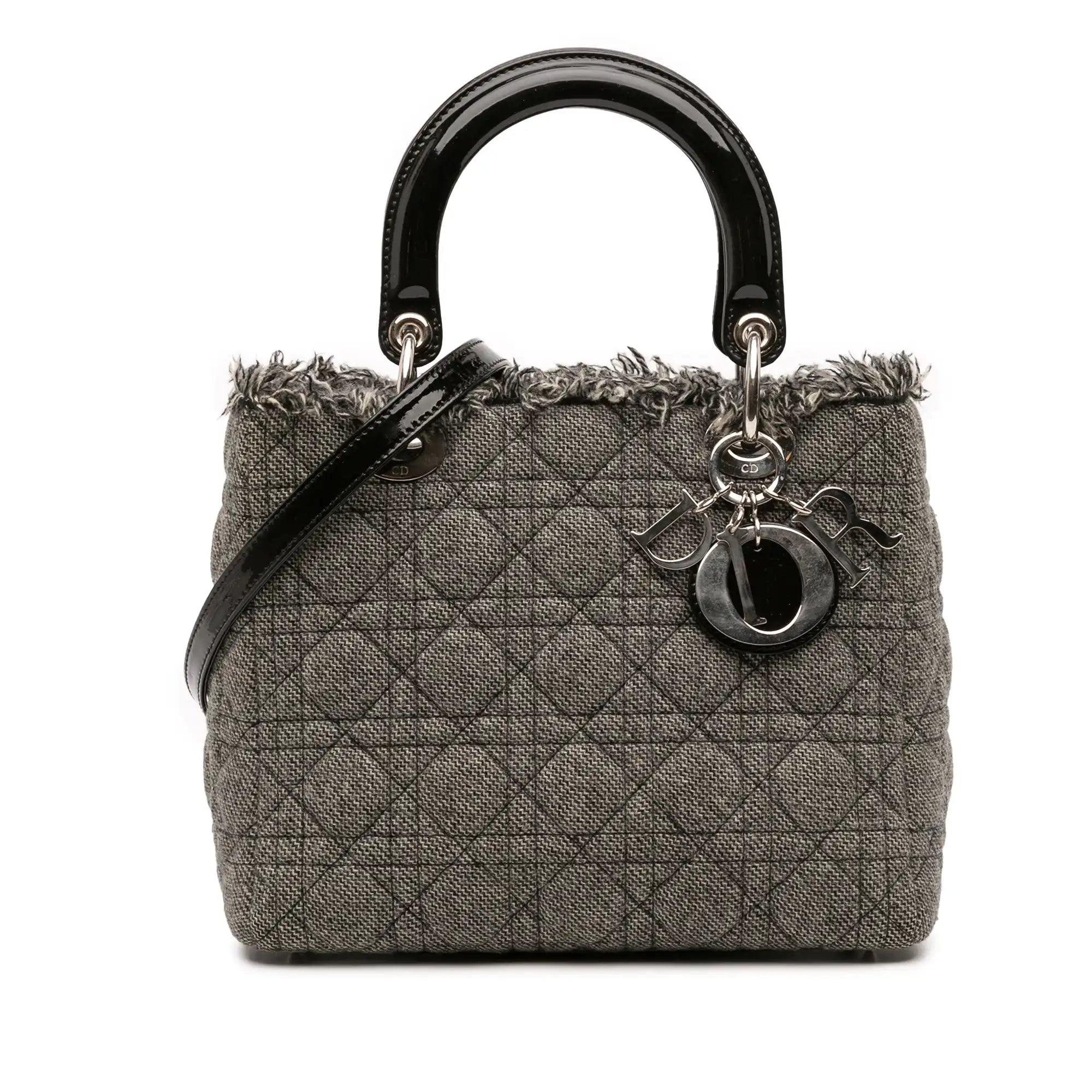 Dior Lady Dior Medium Grey Cannage Tweed
