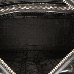 Dior Lady Dior Medium Black Patent Leather Silver