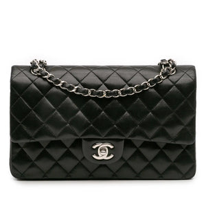 Chanel Classic Double Flap Medium Black Lambskin Silver
