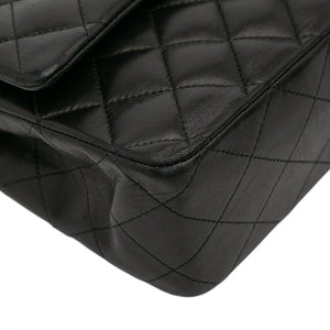 Chanel Classic Double Flap Medium Black Lambskin Silver