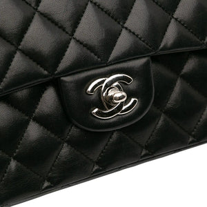 Chanel Classic Double Flap Medium Black Lambskin Silver