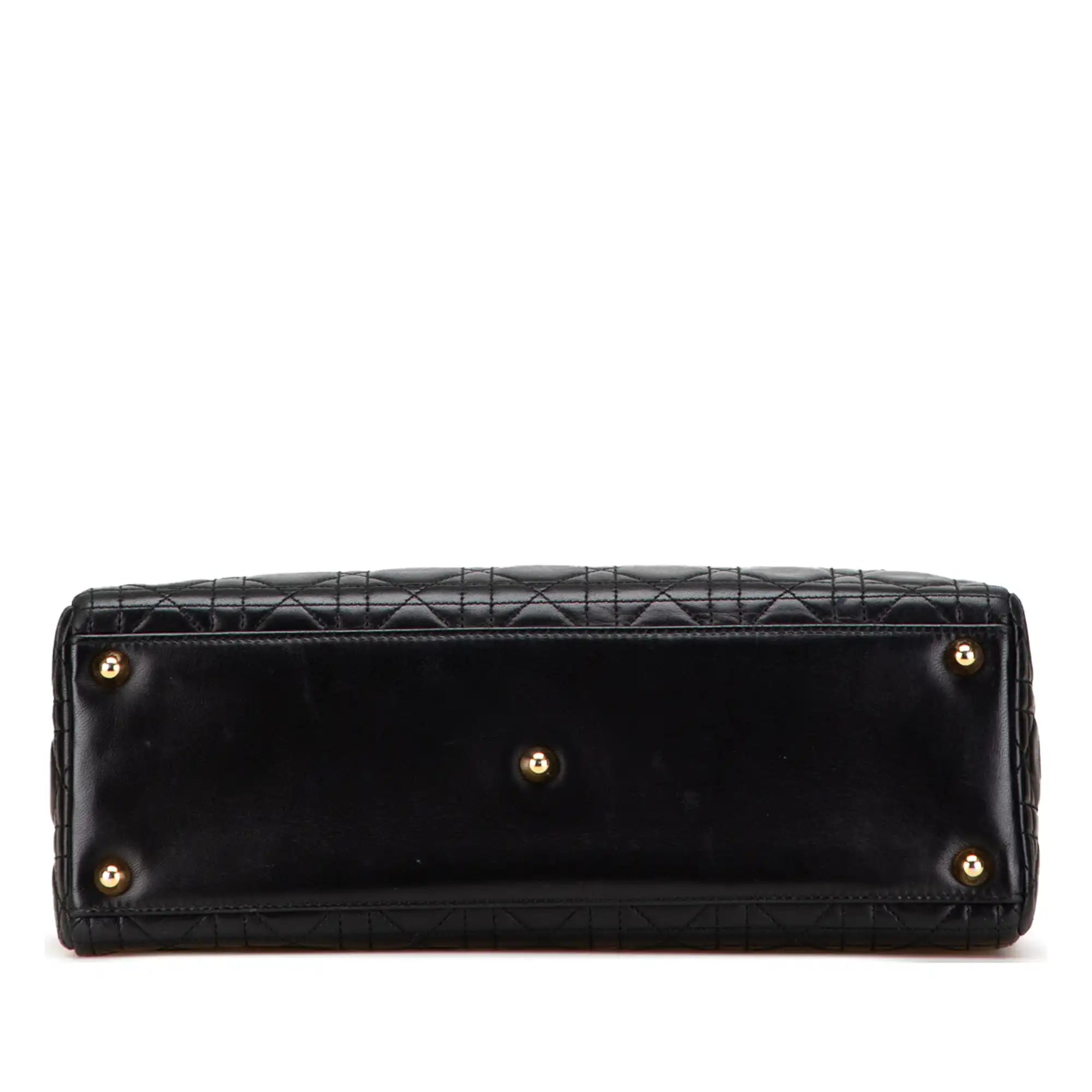 Dior Lady Dior Large Black Cannage Lambskin Gold