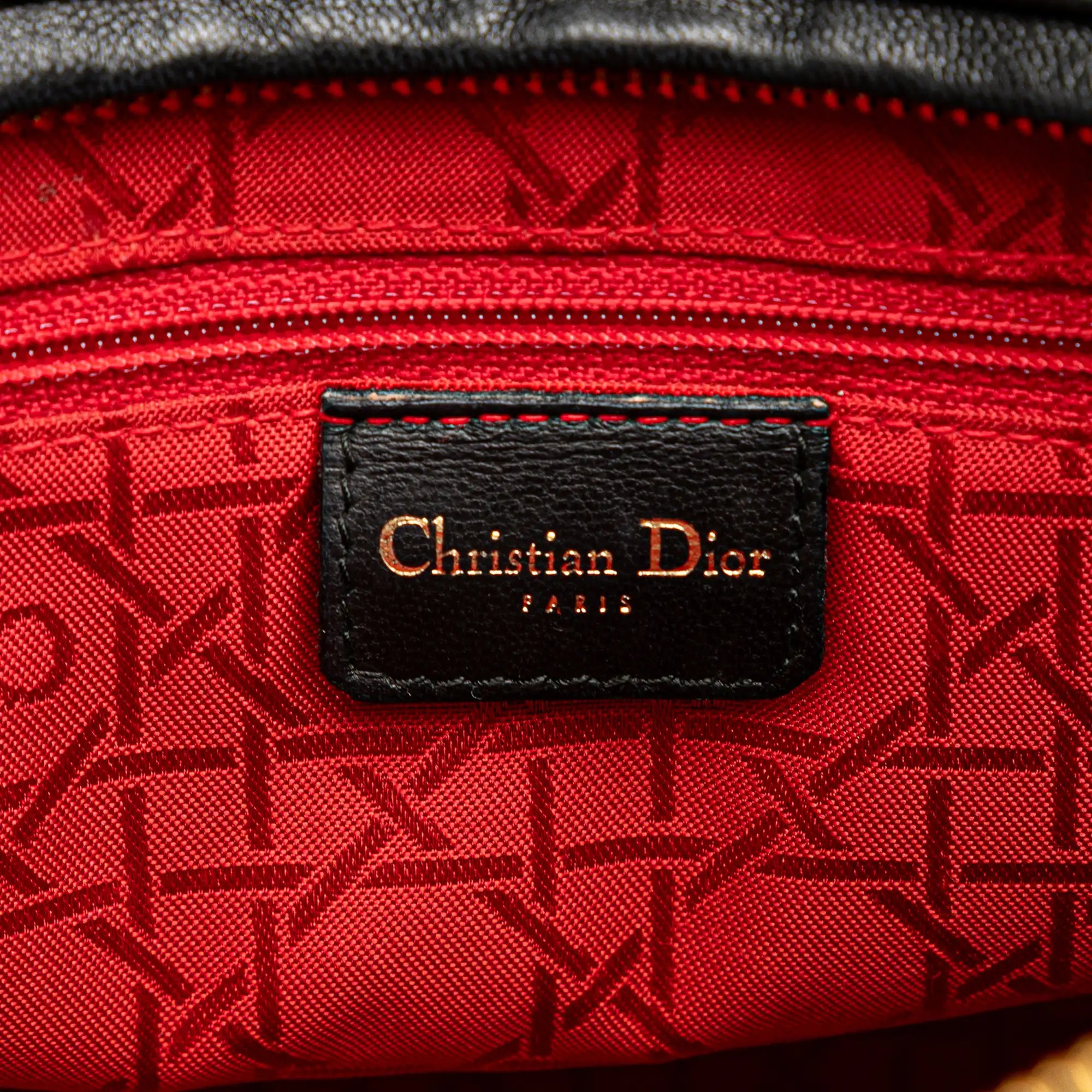 Dior Lady Dior Large Black Cannage Lambskin Gold