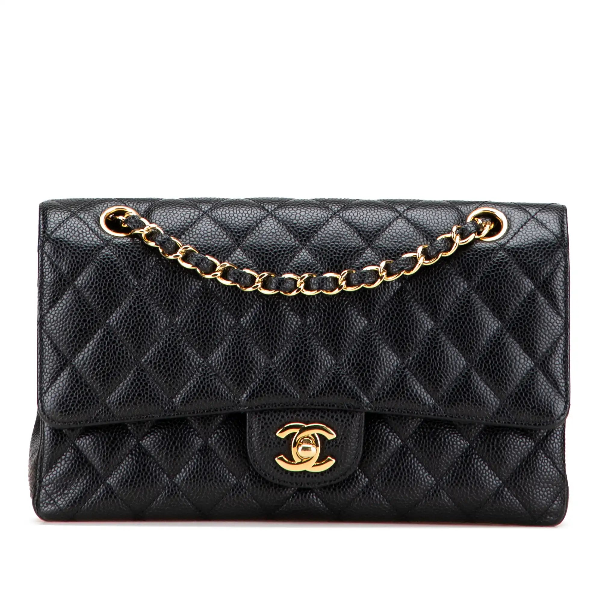 Chanel Classic Medium Double Flap Black Caviar Gold