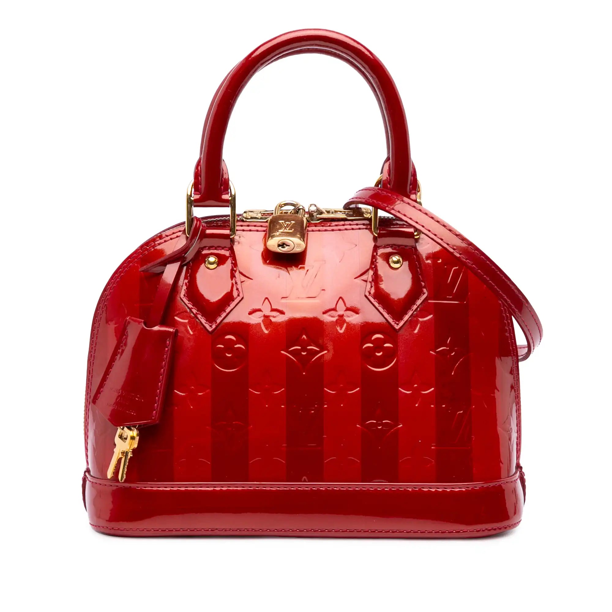 Louis Vuitton Alma BB Red Monogram Vernis Rayures