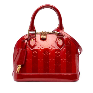 Louis Vuitton Alma BB Red Monogram Vernis Rayures